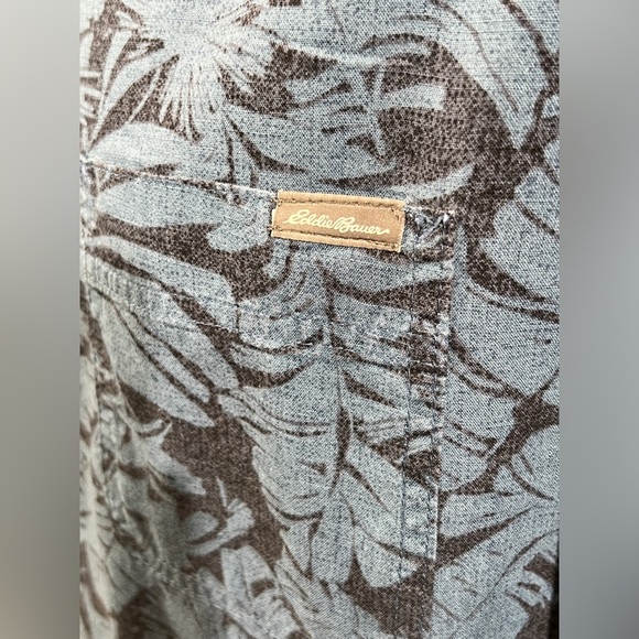 EDDIE BAUER Men’s blue tropical print shirt size L. - Picture 3 of 11